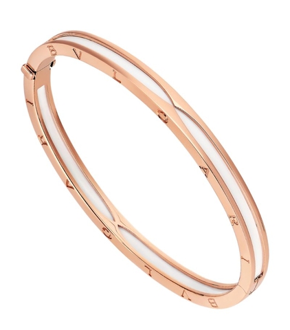 Vòng tay BVLGARI Rose Gold and Steel B.Zero1 Bangle vàng hồng18K