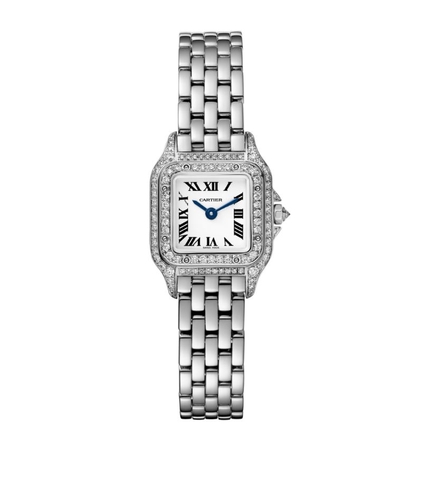 Đồng hồ CARTIER Mini White Gold and Diamond Panthère de Cartier Watch 20mm mặt số màu trắng