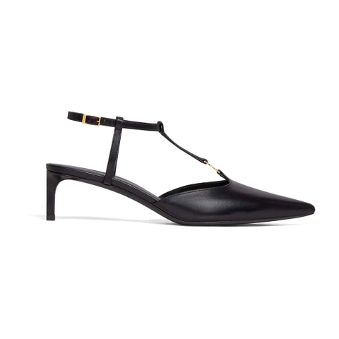 GIÀY Celine Women Kitten with Triomphe T-Bar Strap in Calfskin-Black