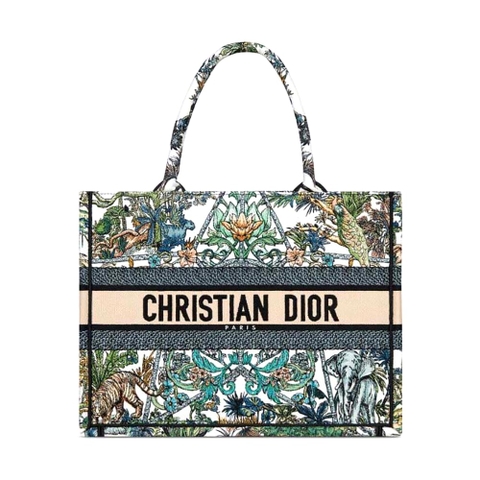 TÚI Dior Women Medium Dior Book Tote White Multicolor Étoile de Voyage Embroidery