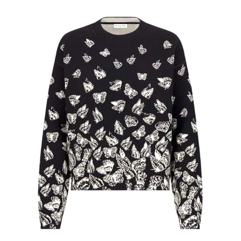 ÁO Dior Men Dioralps Reversible Sweater Black and White Technical Cashmere Knit