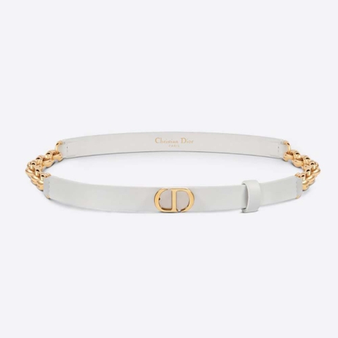 DÂY LƯNG Dior Women Caro Belt White Smooth Calfskin with Shiny Gold-Finish Metal 15 MM