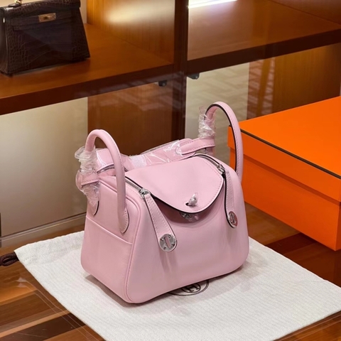 TÚI HERMES Mini Lindy Pink Swift Leather Handmade khâu tay 18CM(giá liên hệ)