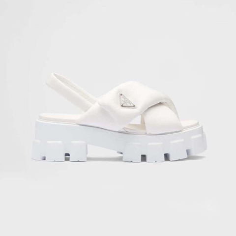 DÉP SANDALS Prada Women Monolith Padded Nappa Leather Sandals-White