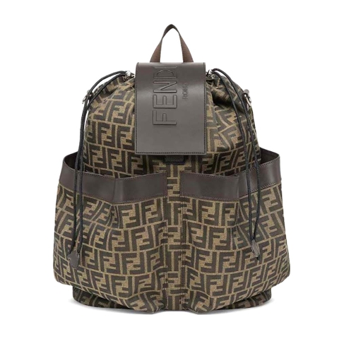 BALO Fendi Men Strike Large FF Jacquard Fabric Backpack-Brown