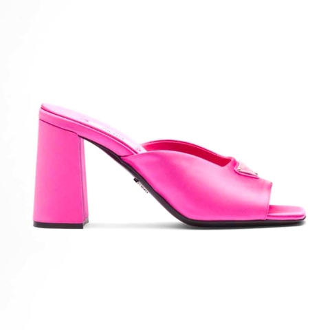 GUỐC Prada Women High-Heeled Satin Slides-Rose