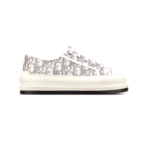 GIÀY Dior Women Walk’n’dior Platform Sneaker Stone Gray Dior Oblique Embroidered Cotton