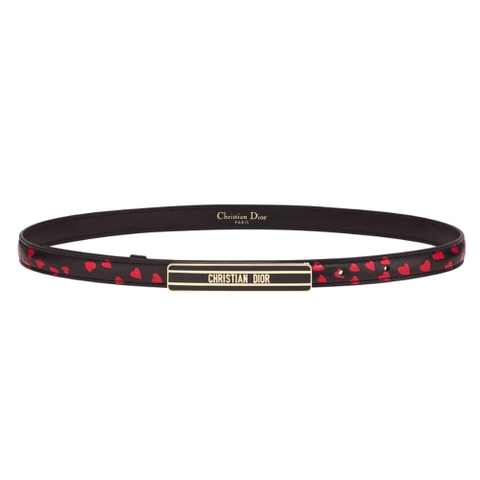 DÂY LƯNG Dior Women Dior-id Belt Navy Blue I Love Paris and Red Hearts Smooth Calfskin 15 MM