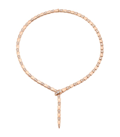 Vòng cổ BVLGARI Rose Gold And Diamond Serpenti Necklace vàng hồng 18K