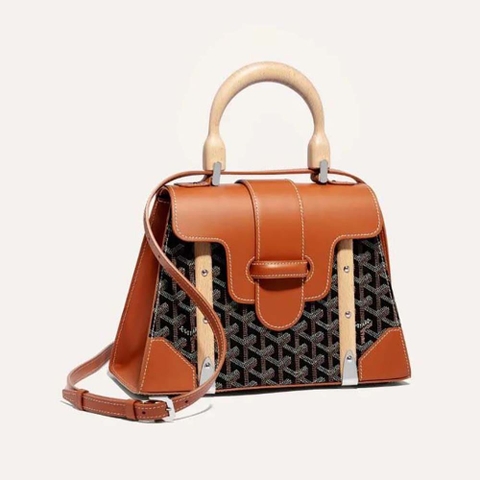 TÚI Goyard Women Sac Saïgon PM in Toile Goyardine & Clamecy Calfskin-Brown