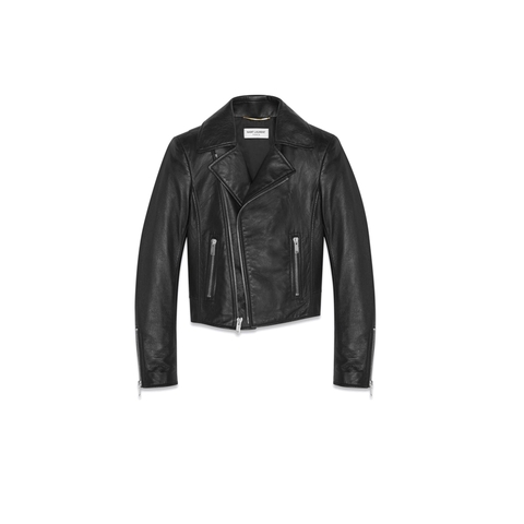 ÁO DA SAINT LAURENT BIKER JACKET WITH TWO ZIPPERED POCKETS