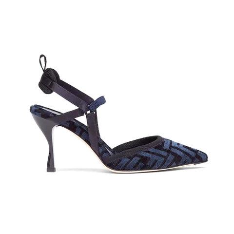 GIÀY Fendi Women Colibrì Lite High-heeled Blue FF Chenille Slingbacks