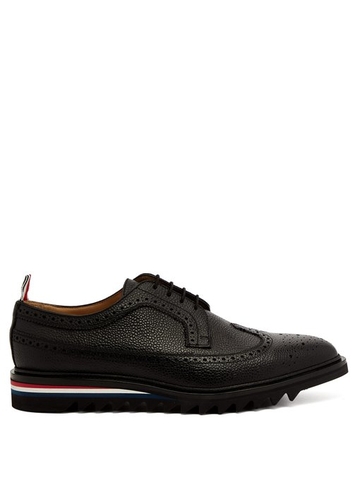 GIÀY THOM BROWNE Longwing stacked-sole pebbled-leather brogues