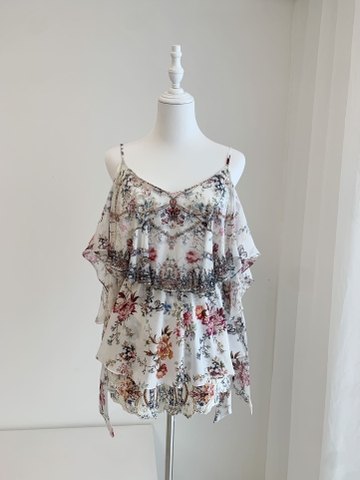VÁY CAMILLA V NECK Floral Silk Diamond Short High Classy