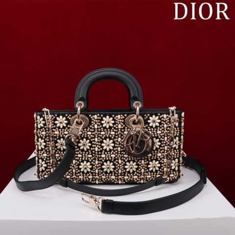 TÚI CHRISTIAN DIOR Lady-Joy embroiders wooden beads hạt gỗ