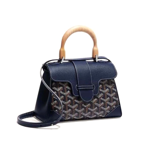 TÚI Goyard Women Sac Saïgon Souple Mini in Toile Goyardine & Chevroches Calfskin-Navy