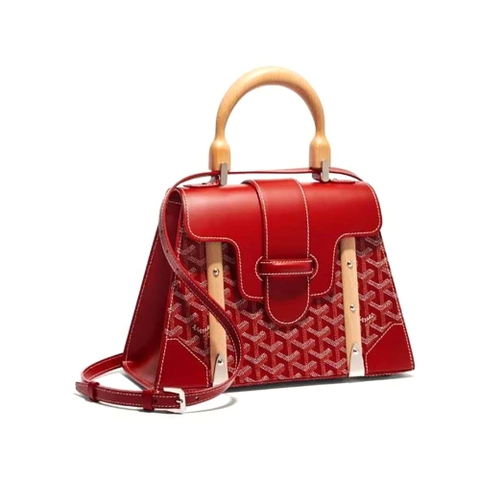 TÚI Goyard Women Sac Saïgon PM in Toile Goyardine & Clamecy Calfskin-Red