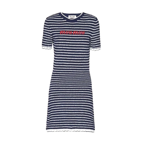VÁY Miu Miu Women Bouclé Cotton Crew-Neck Mini-Dress