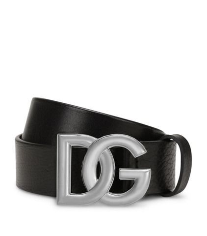 DÂY LƯNG DOLCE & GABBANA  Leather Logo Belt khóa trắng