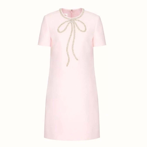 VÁY Valentino Women Embroidered Crepe Couture Short Dress