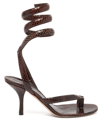 DÉP BOTTEGA VENETAT The Spiral wraparound snake-effect leather sandals