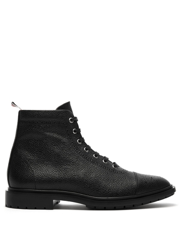 GIÀY THOM BROWNE Brogue-detailed leather boots