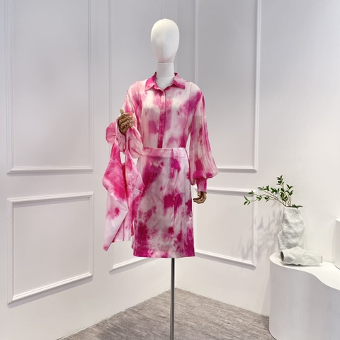 VÁY ZIMMERMANN Rose Red Long-sleeved Gradient Backless Blouse Skirt High Classy