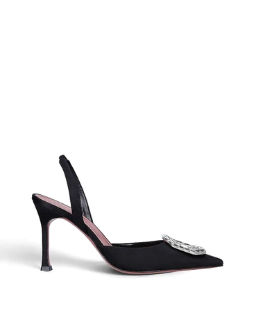 GIÀY AMINA MUADDI Camelia crystal-embellished satin slingback courts