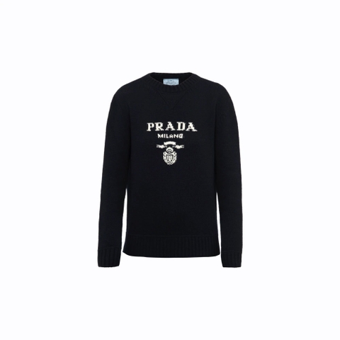 ÁO PRADA Cashmere and wool Prada logo crew-neck sweater