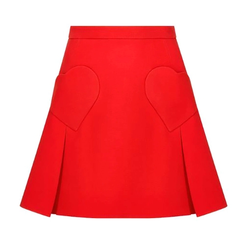 Chân váy Dior Dioramour Miniskirt with Heart-Shaped Pockets Red Wool and Silk