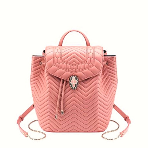 BALO Bvlgari Women Serpenti Hypnotic Medium Backpack in Quilted Nappa Leather-Pink