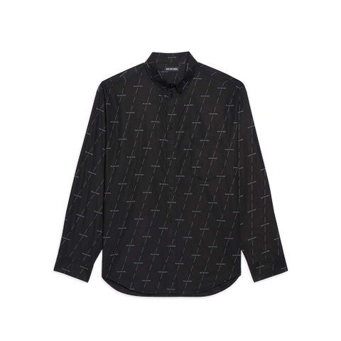 ÁO Balenciaga Large Fit Shirt in Black and White Licence Printed Poplin