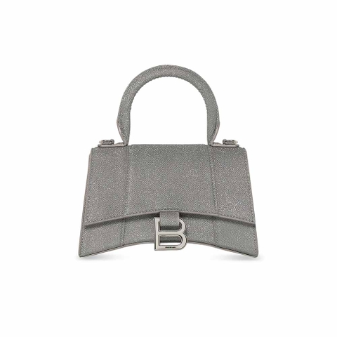 TÚI Balenciaga Women Hourglass XS Handbag in Glitter Material-Silver