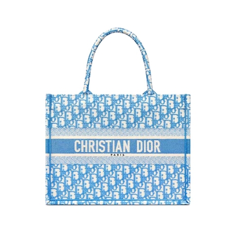 TÚI Dior Women Small Dior Book Tote Cornflower Blue Dior Oblique Embroidery