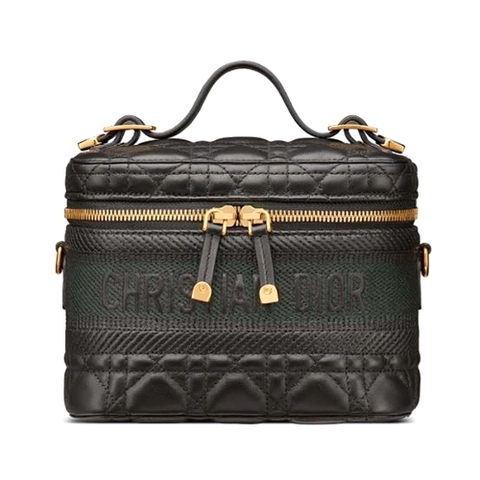 TÚI Dior Women Small Diortravel Vanity Case Cannage Lambskin-Black
