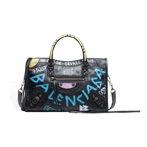 TÚI Balenciaga Women Classic City S Graffiti Small Should Bag in Lambskin
