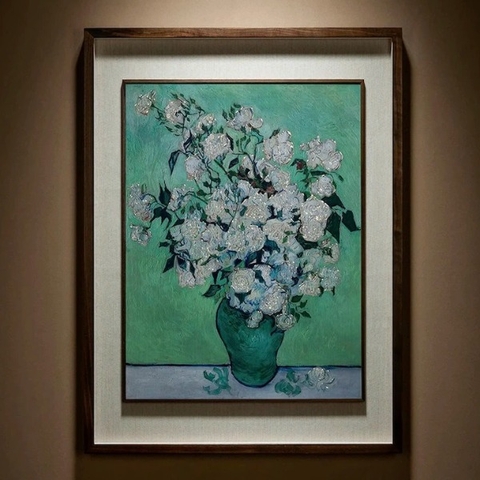 TRANH ĐỒNG BÌNH HOA HỒNG CỦA DANH HỌA VINCENT VAN GOGH