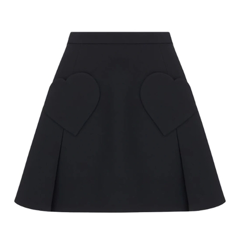 Chân váy Dior Dioramour Miniskirt with Heart-Shaped Pockets Black Wool and Silk