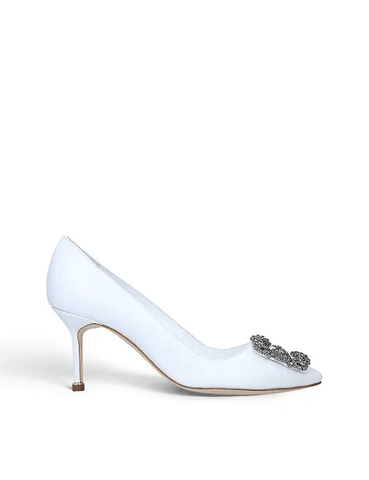 GIÀY MANOLO BLAHNIK Hangisi crystal-embellished leather heeled courts