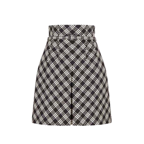 Chân Váy Dior Belted Short Skirt Black and White Check’N’Dior Virgin Wool