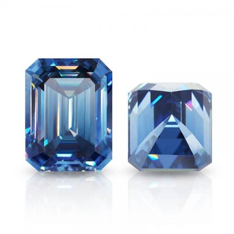 KIM MOISSANITE Màu xanh Blue VVS1 Moissanite Diamond Emerald Cut(giá liên hệ)