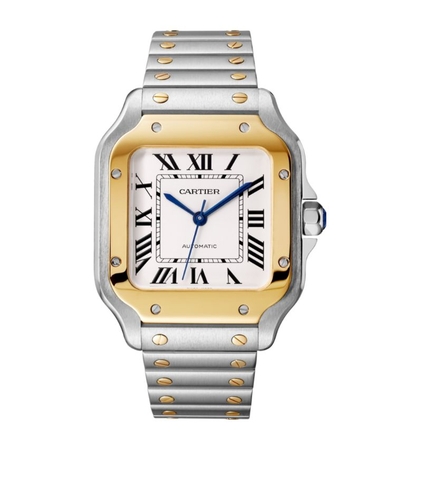 Đồng hồ CARTIER Yellow Gold and Stainless Steel Santos de Cartier 35.1mm mặt số màu trắng