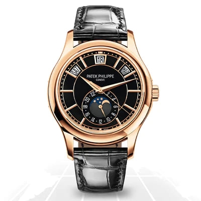 Đồng hồ PATEK PHILIPPE ANNUAL CALENDAR MOON PHASE 5205R-010 mặt số màu đen