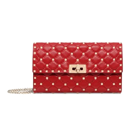 TÚI Valentino Rockstud Spike Nappa Leather crossbody Clutch Bag-Red