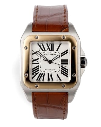 Đồng hồ Cartier Santos 100 Gold & Steel XL mặt số màu trắng