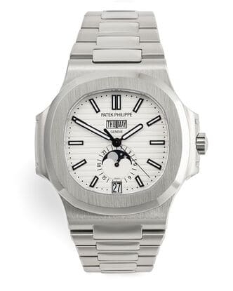 Đồng hồ Patek Philippe Nautilus Annual Calendar 5726 trăng sao mặt số màu trắng