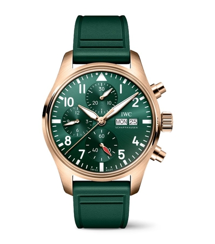 Đồng hồ IWC Rose Gold Pilot's Chronograph Watch mặt số màu xanh lá cây