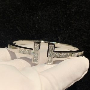 Vòng tay Tiffany & Co T Diamond kim cương vàng trắng 18K