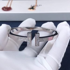 Vòng tay Tiffany & Co Tiffany T Square kim cương vàng trắng 18K