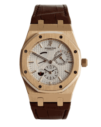 Đồng hồ Audemars Piguet Royal Oak Dual Time Rose Gold mặt số màu trắng